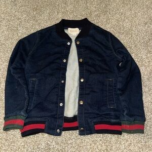 Unisex kids Gucci signature web bomber denim jacket